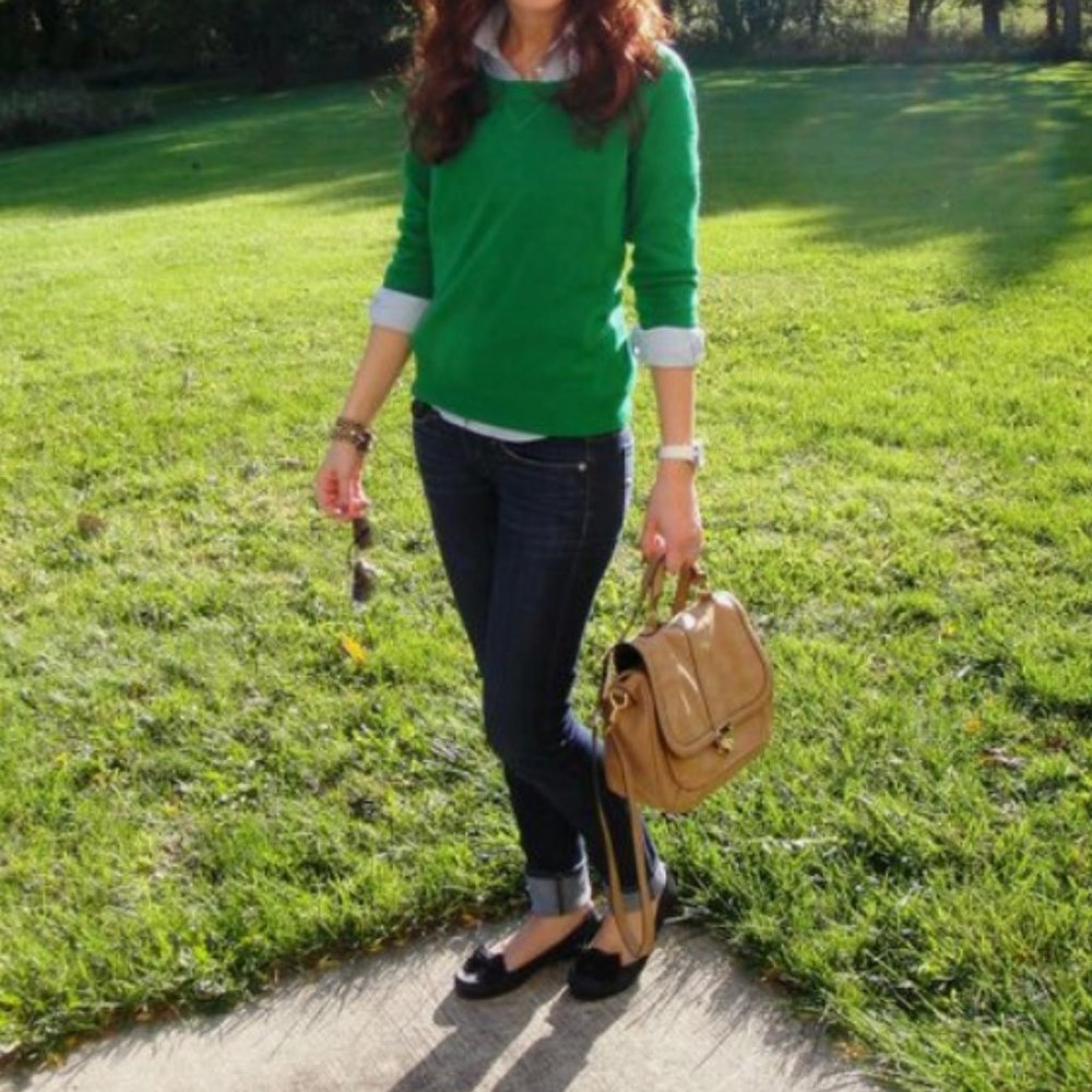 Ralph Lauren Green Cable Knit LS Sweater M